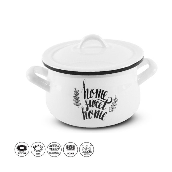 Bijela emajlirana posuda s poklopcem Orion Home Sweet, 3,5 l