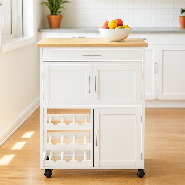 Od bambusa kolica za posluživanje na kotačima 37x67 cm Harlow – Premier Housewares-image-1