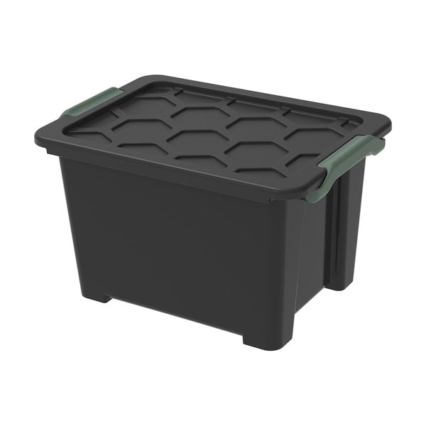 Sjajna crna plastična kutija za pohranu s poklopcem Evo Safe - Rotho