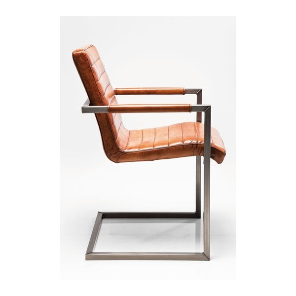 Smeđa kožna stolica s naslonima za ruke Kare Design Cantilever-image-1