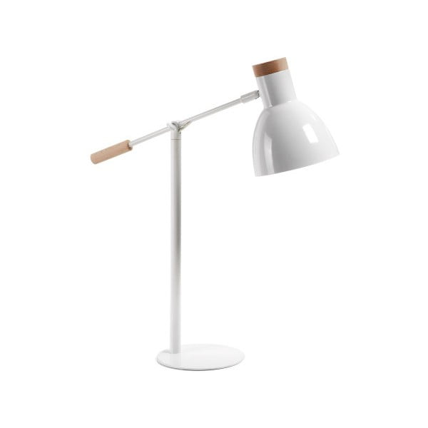 Bijela stolna lampa od masivne bukve s metalnim sjenilom (visina 54 cm) Tescarle – Kave Home