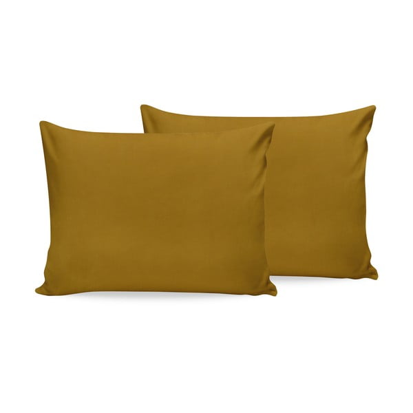 Set od 2 senf žute pamučne navlake za jastuke Beverly Hills Polo Club, 50 x 70 cm