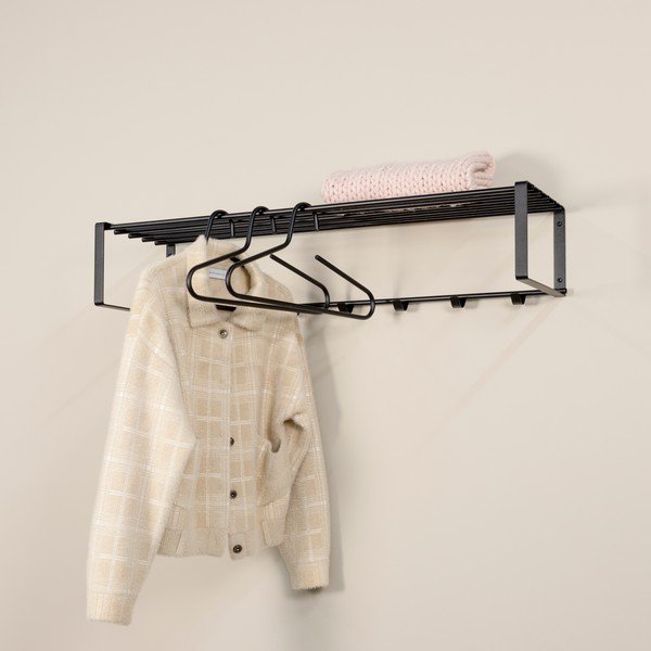 Crna metalna zidna vješalica s policom 100 cm Rex – Spinder Design-image-1