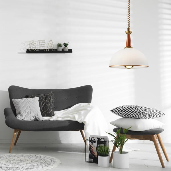 Smeđa/u zlatnoj boji viseća svjetiljka sa staklenim sjenilom ø 30 cm Ciara – LAMKUR-image-2