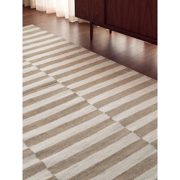 Bijeli/svjetlo smeđi obostrani/ručno rađen vunen tepih 200x300 cm Vika – Hanse Home-image-2