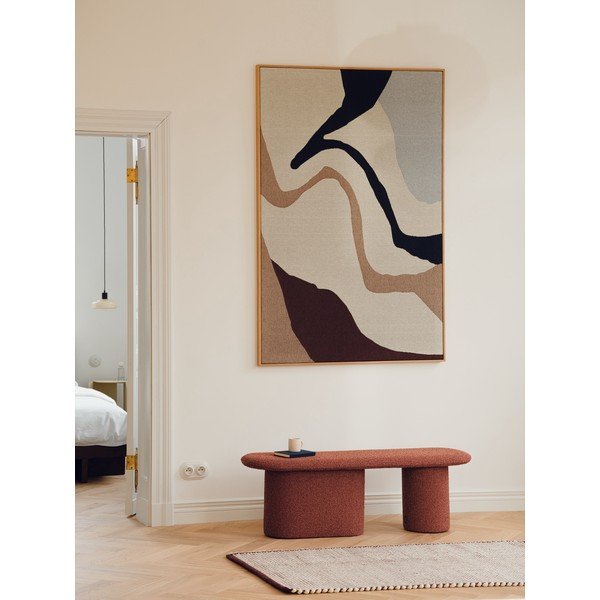 Ciglasta podstavljena klupa od bouclé tkanine Rull – noo.ma-image-1