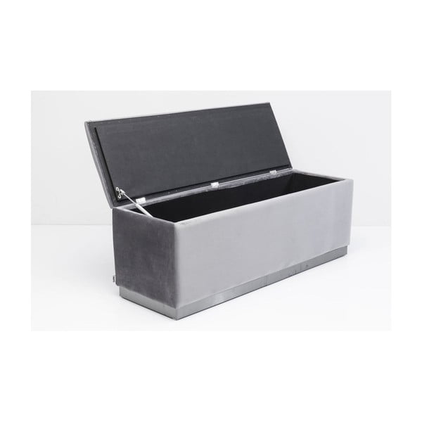 Sivo-smeđa baršunasta klupa s prostorom za odlaganje Kare Design Cherry-image-2