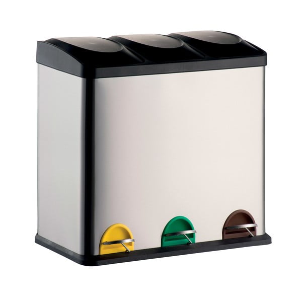 Željezna kanta za smeće 3x20 l za odvojeni otpad/s pedalom u mat srebrnoj boji   Tri Selectif – MSV