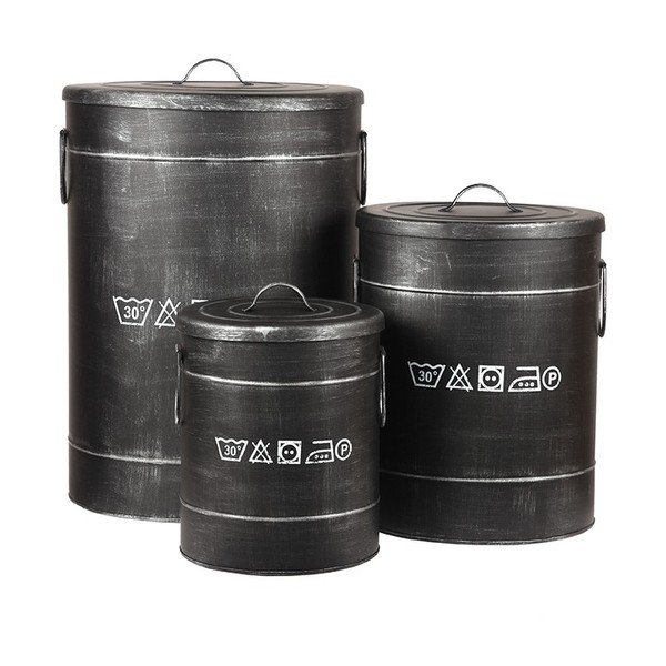 Crni metalni koš za prljavorublje LABEL51, ⌀ 40 cm-image-2