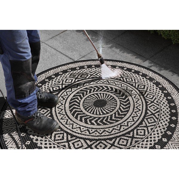 Crno-sivi vanjski tepih ragami krug, Ø 120 cm-image-4