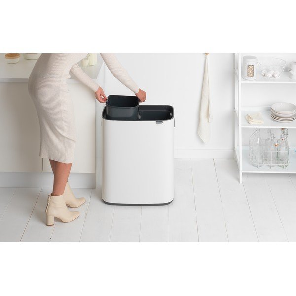 Bijela željezna kanta za smeće za odvojeni otpad/na dodir 60 l Bo Touch Bin – Brabantia-image-1