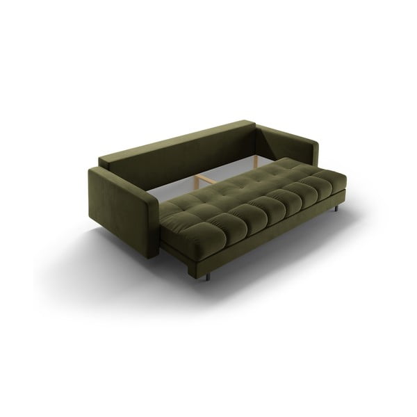 Zelena baršunasti sklopiva/s prostorom za odlaganje sofa 222 cm Bali – Cosmopolitan Design-image-4