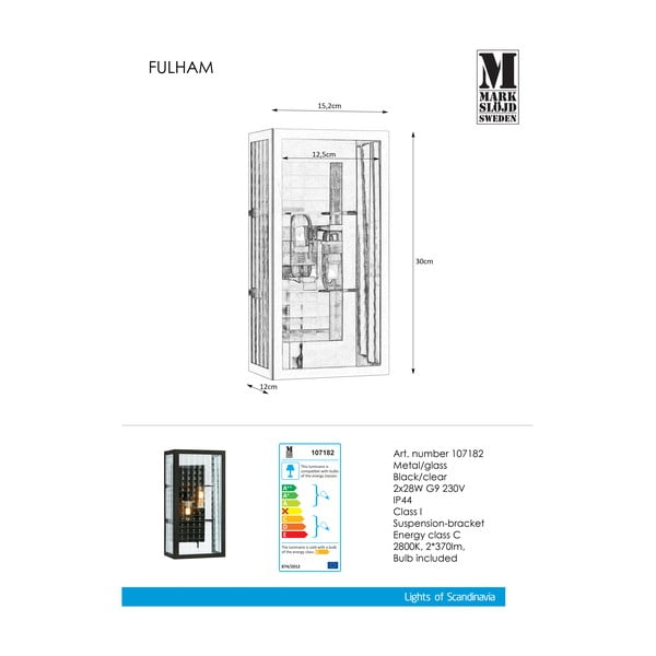 Crna zidna svjetiljka Markslöjd Fulham-image-2
