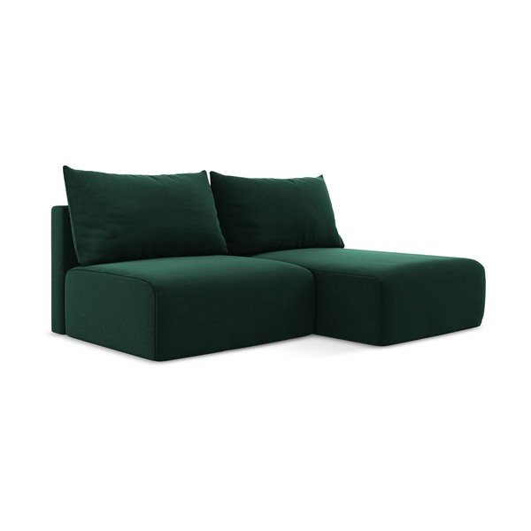 Tamno zelena baršunasti sklopiva/s prostorom za odlaganje kutna garnitura (s desnim kutom/s ležaljkom) Kalena – Makamii-image-2