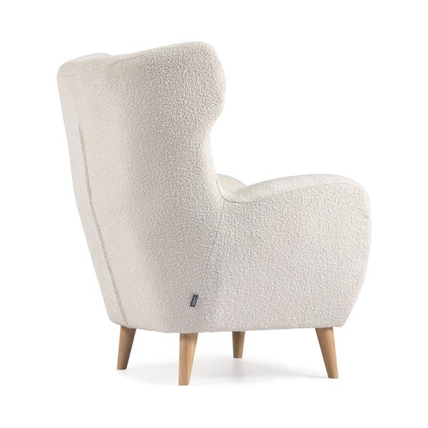 Bijela fotelja od bouclé tkanine Patio – Kave Home-image-4