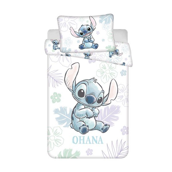 Bijela pamučna dječja posteljina za dječji krevetić 100x135 cm Lilo and Stitch "Ohana White" – Jerry Fabrics