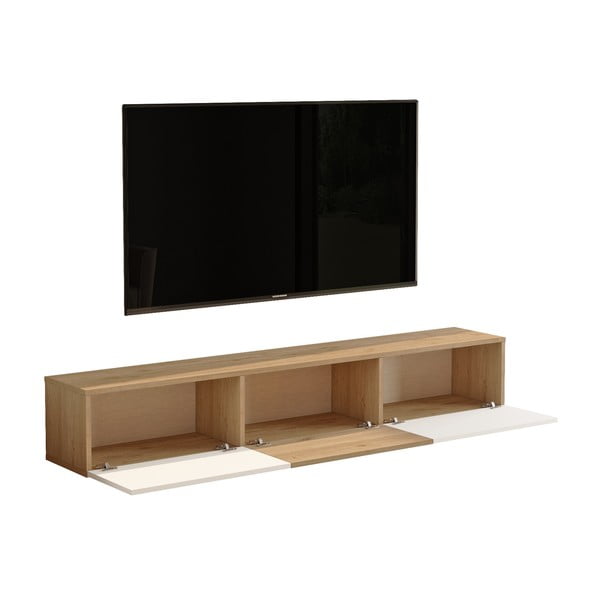 Bijela/u prirodnoj boji TV komoda u dekoru hrasta 180x29x32 cm – Kalune Design