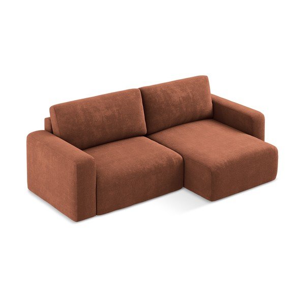 Sklopiva/s prostorom za odlaganje kutna garnitura od šenila boja terakote (s desnim kutom/s ležaljkom) Kona – Makamii-image-2