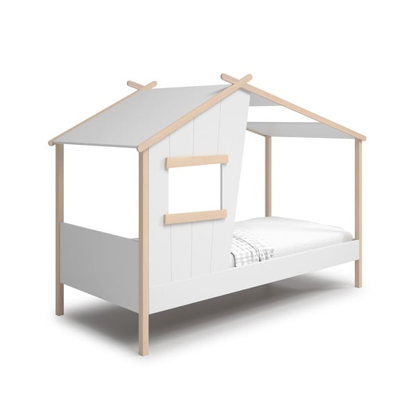 Bijeli dječji krevet od masivnog bora u obliku kućice 90x190 cm Luba – Marckeric-image-2
