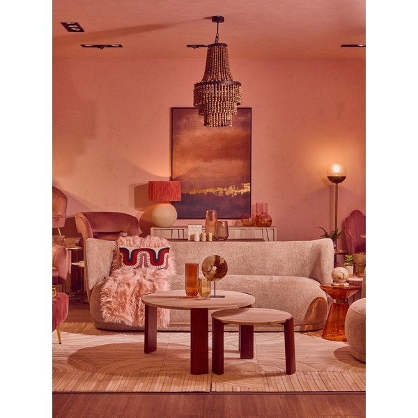 Smeđi/u svijetloj prirodnoj boji okrugao stolić za kavu s mramornom pločom ø 60 cm Palermo – Premier Housewares-image-2