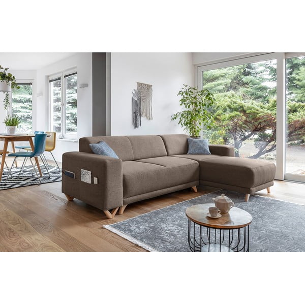 Smeđa sklopiva/s prostorom za odlaganje kutna garnitura Classy Sophie – Miuform-image-3