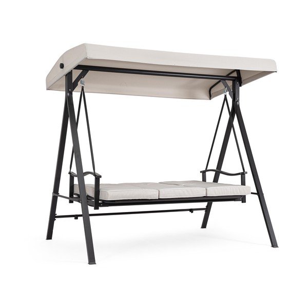 Antracitno siva/bež metalna vrtna ljuljačka Taurus – Bizzotto-image-2