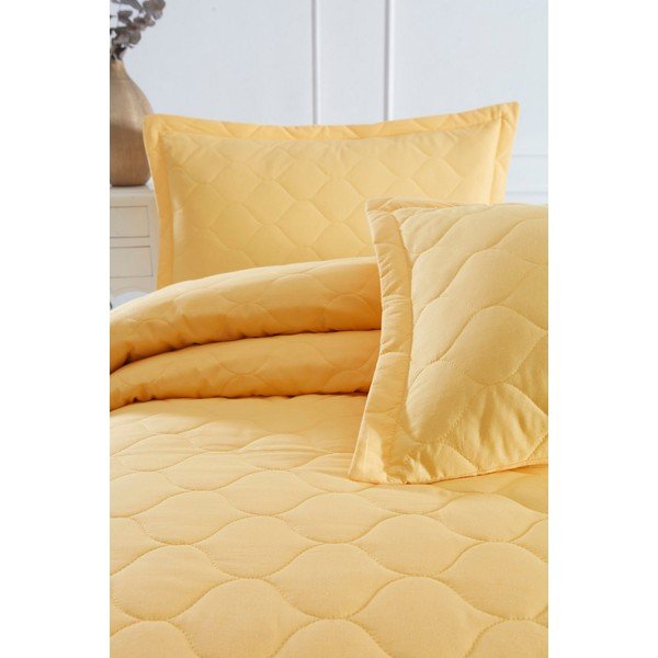 Žuti prekrivač s 2 jastučnice od ranforce pamuka EnLora Home Fresh, 225 x 240 cm-image-1