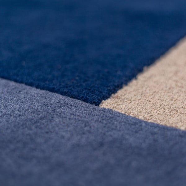 Plavi ručno rađen vunen okrugao tepih ø 150 cm Mia Segment – Flair Rugs-image-4