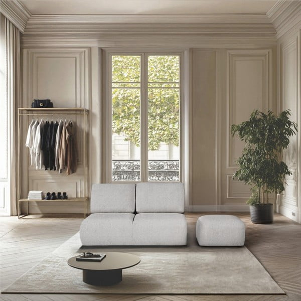 Svijetlo sivi tabure od bouclé tkanine Mirel – Rodier-image-1