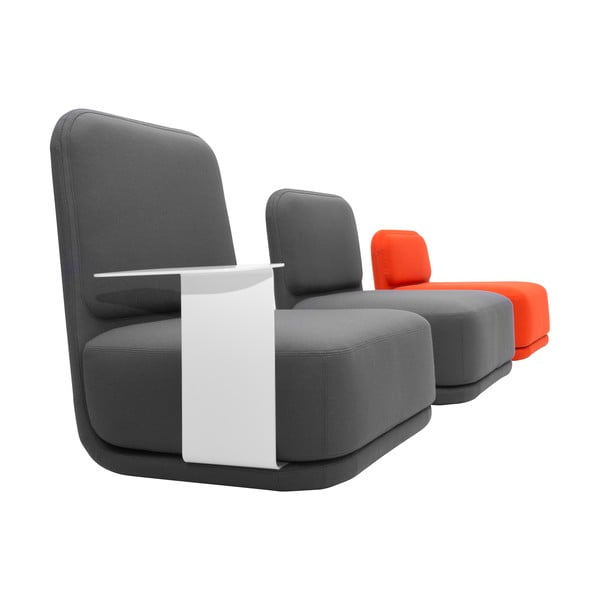 Narančasta fotelja s bijelim metalnim stolom Softline Standby Low + Side Table-image-3