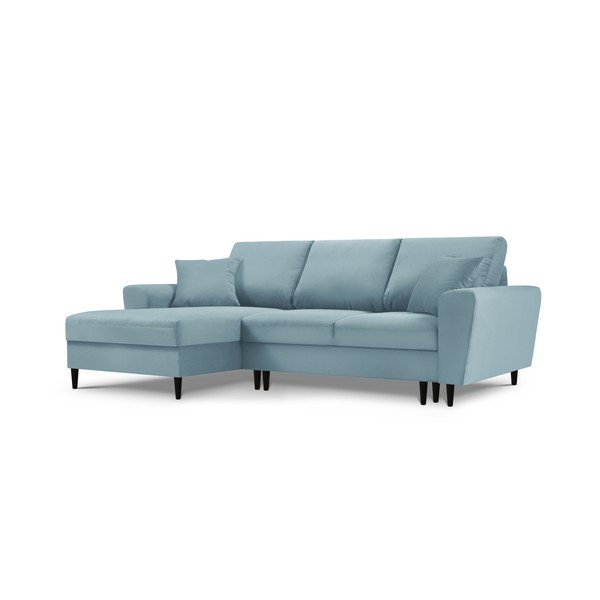 Svijetloplava kutna sofa od samta Kooko Home Jazz, lijevi kut-image-2