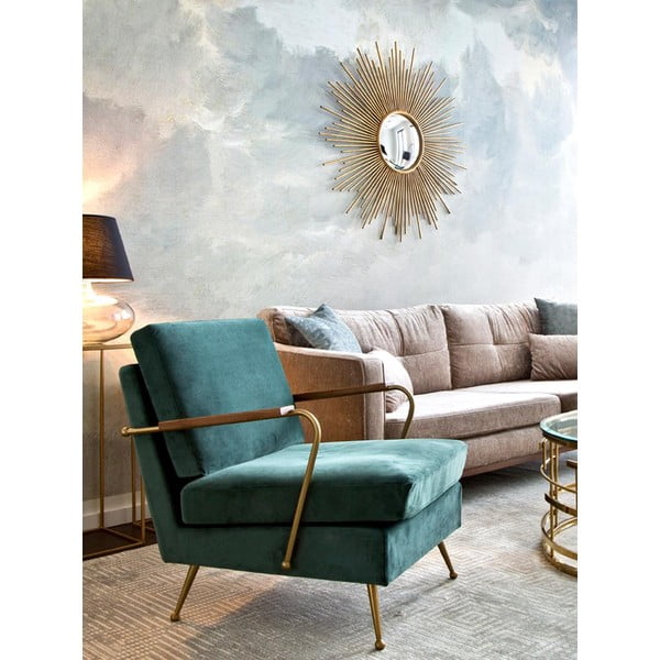 Zidno ogledalo s metalnim okvirom u zlatnoj boji Westwing Collection Ella, ø 104 cm-image-1