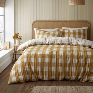 Žuta  flanelska posteljina za bračni krevet 200x200 cm Gingham Check – Catherine Lansfield