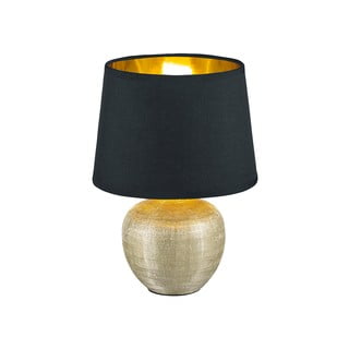 Crna stolna svjetiljka od keramike i tkanine Trio Luxor, visina 26 cm