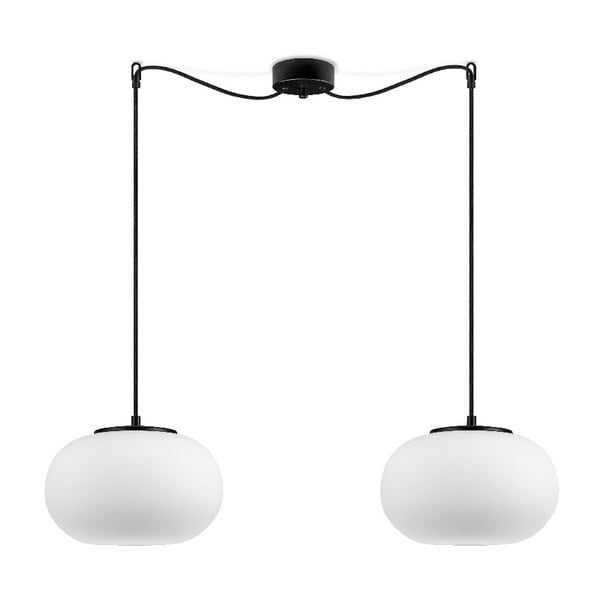 Bijela viseća svjetiljka s dva kraka s crnim prstenom Sotto Luce DOSEI