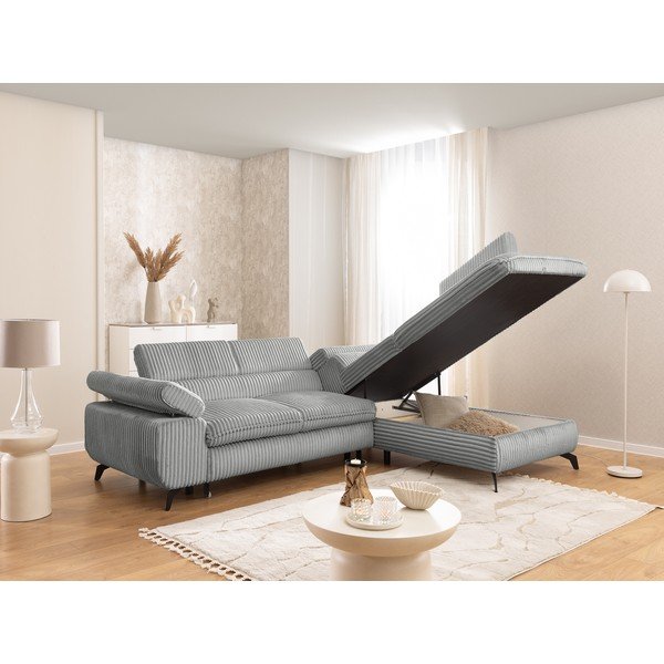 Svijetlo siva kutna garnitura od samta (s desnim kutom/u obliku slova L) Marbeya  – Ropez-image-4