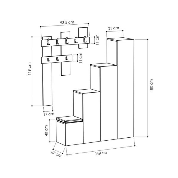 Homitis Up Sonomo ormarić i set zidnih vješalica-image-2