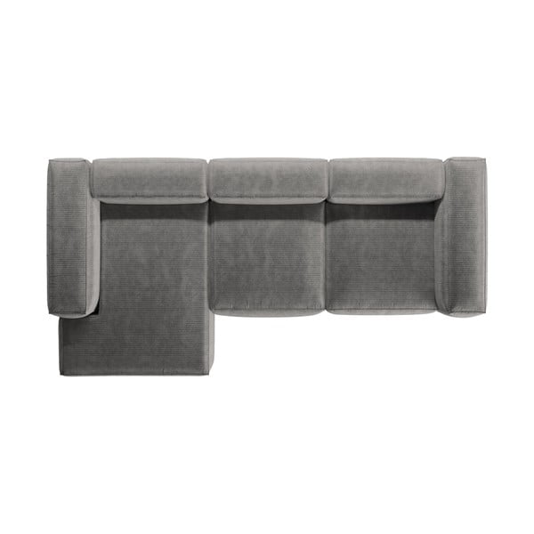 Svijetlo siva kutna garnitura od samta (s lijevim kutom/s ležaljkom) Bergamo – Cosmopolitan Design-image-3