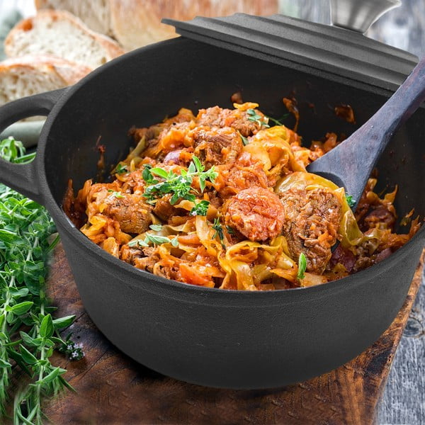 Lonac od lijevanog željeza s poklopcem prikladni za indukcijsko kuhalo 4 l LITINA – Orion-image-1