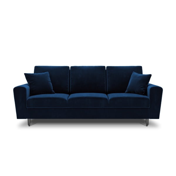 Plava baršunasti sklopiva/s prostorom za odlaganje sofa 235 cm Kyoto – Cosmopolitan Design