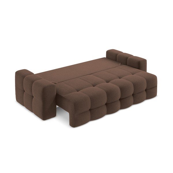 Smeđa sklopiva sofa od bouclé tkanine 255 cm Milu – Makamii-image-3