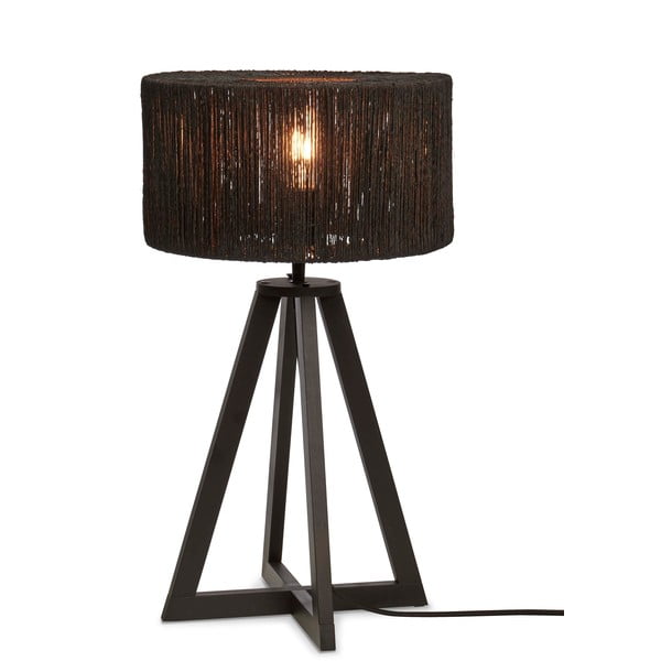 Crna stolna lampa sa sjenilom od jute (visina 51 cm) Iguazu – Good&Mojo