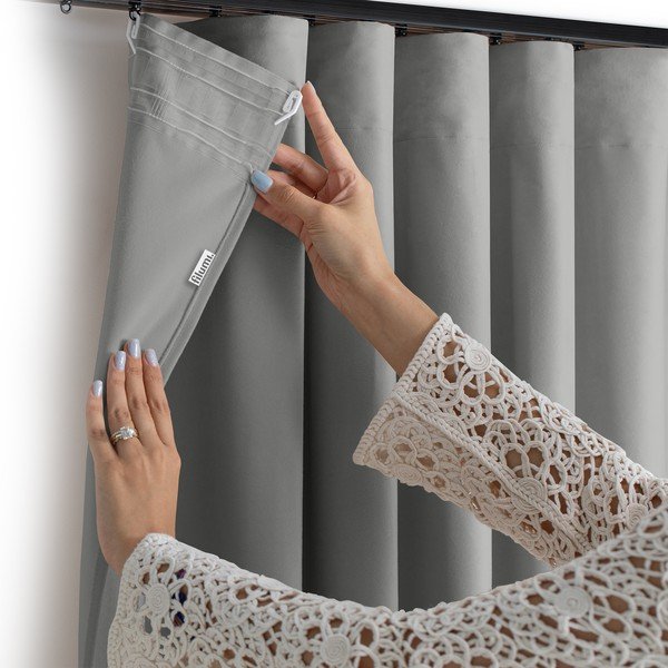 Siva zavjesa za djelomično zamračenje od samta 530x175 cm Velto – Filumi-image-4