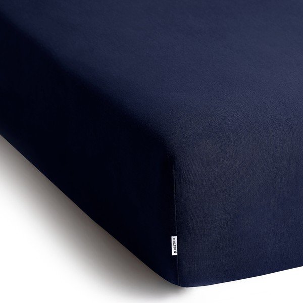 Tamno plava plahta s gumom od jeseya 200x200 cm Amber – Restilo-image-2