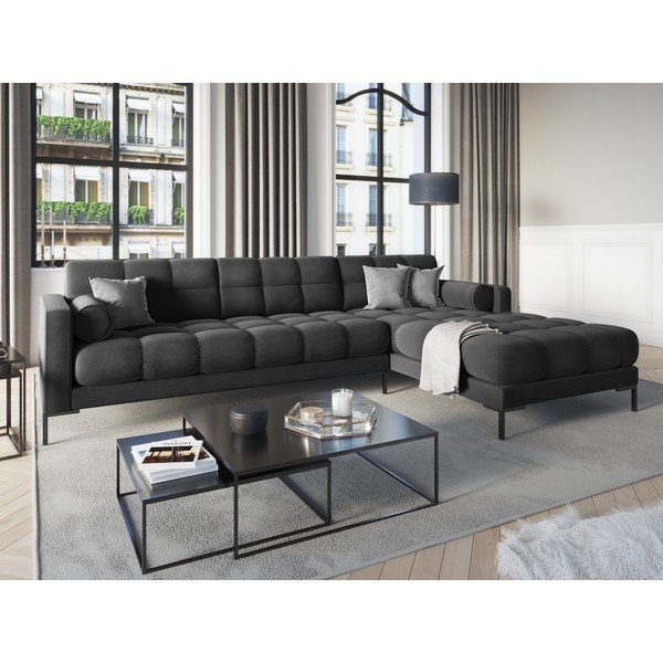 Tamnosiva baršunasta kutna garnitura Cosmopolitan Design Bali, desni kut-image-1