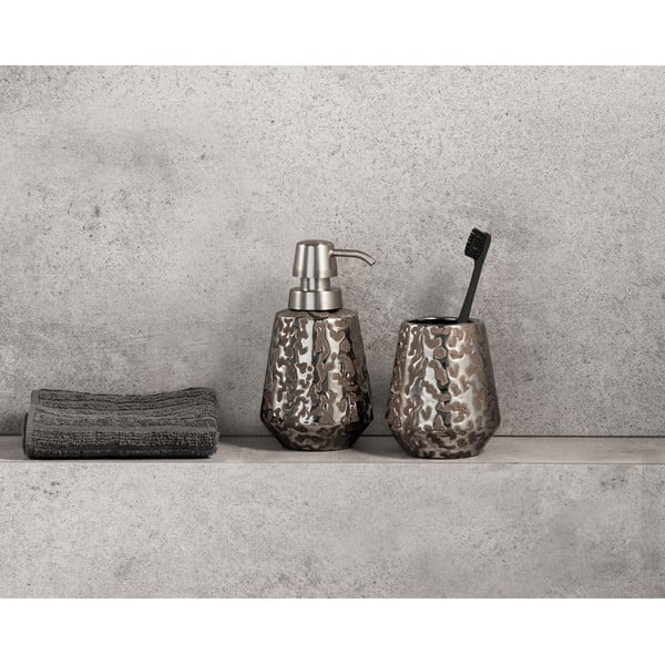 Keramička čašica za četkice za zube srebrne boje Burgos - Wenko-image-3