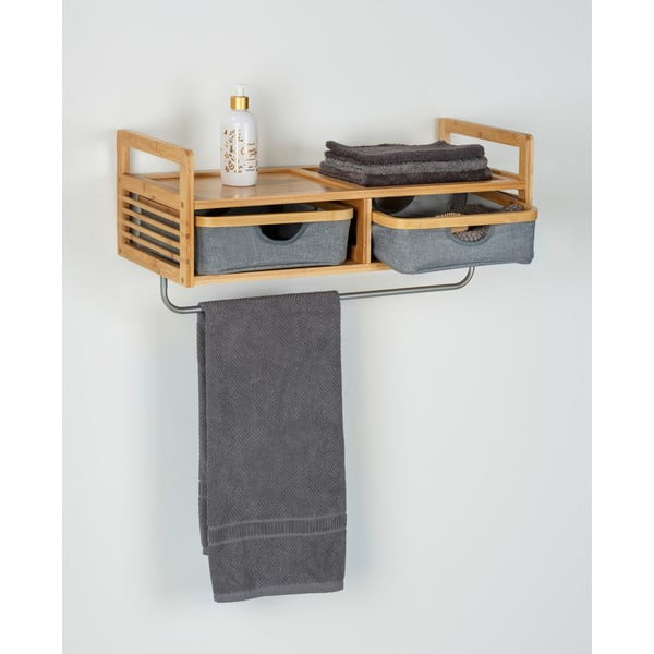 Siva/u prirodnoj boji od bambusa zidna vješalica s policom Bahari – Wenko-image-3