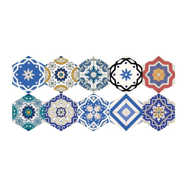 Set od 10 podnih naljepnica Ambiance Hexagons Salvatore, 40 x 90 cm