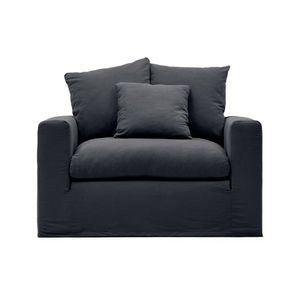 Antracitno siva lanena fotelja Nora – Kave Home-image-2