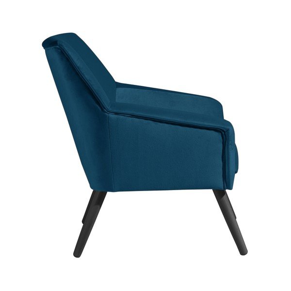 Plava baršunasta fotelja s crnim nogama Max Winzer Alegro-image-3